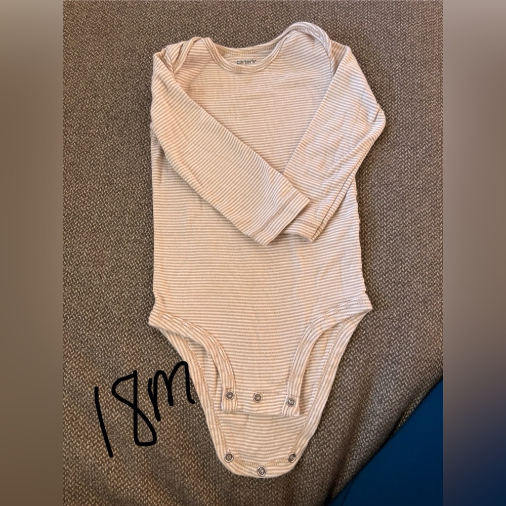 Striped Cream Long Sleeve Baby Onesie